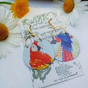 SALE! Upcycled Vintage Bird Tin Earrings Handcrafted Handmade Issabeau Jewelry